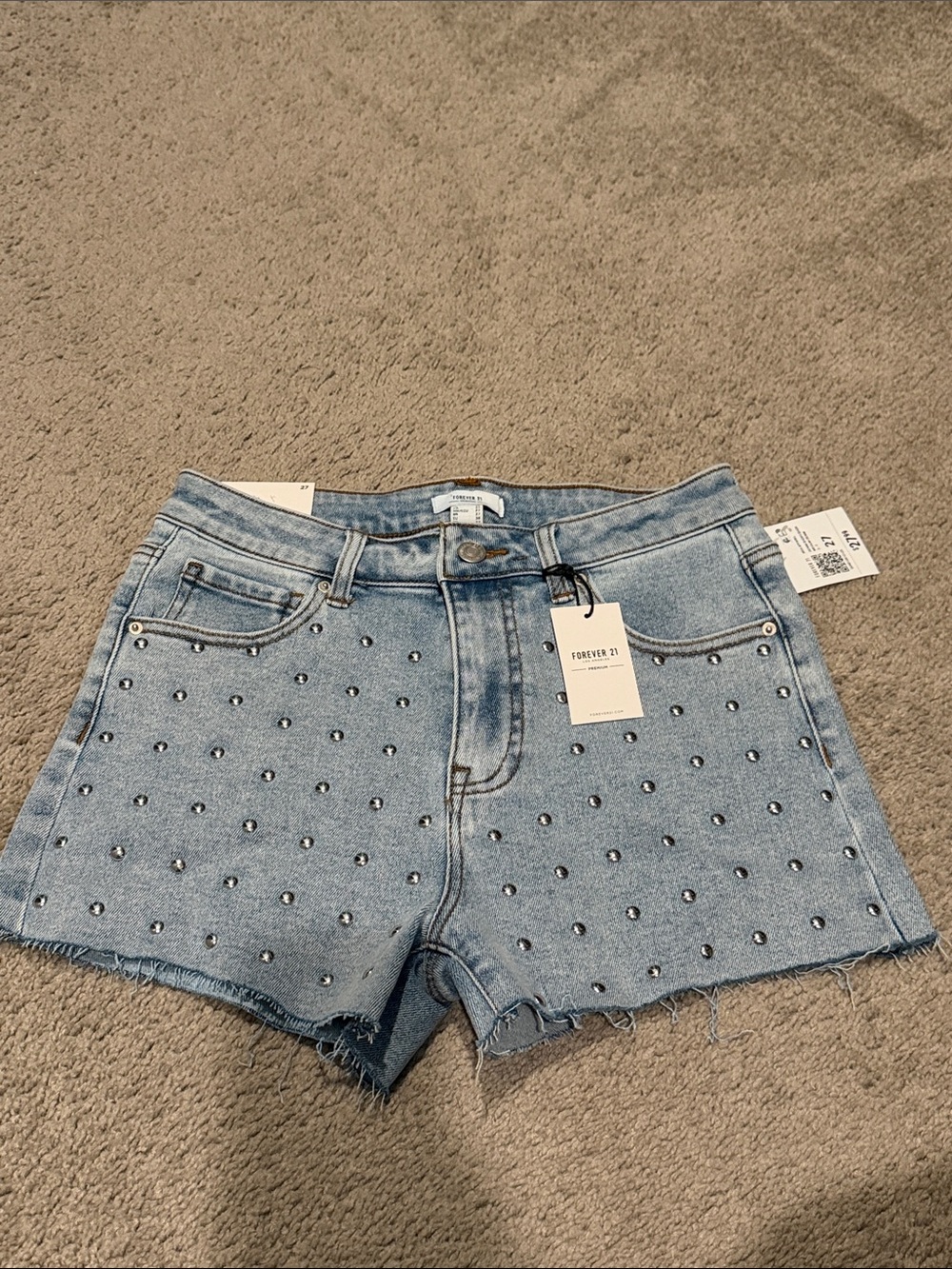 Forever 21 Light Blue Studded Denim Cutoff Shorts
